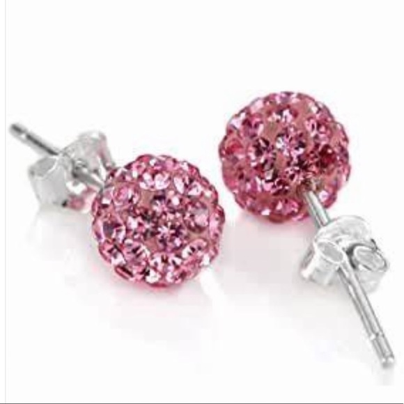 Swarovski Pink Crystals Sterling Silver stud earrings - Picture 1 of 6